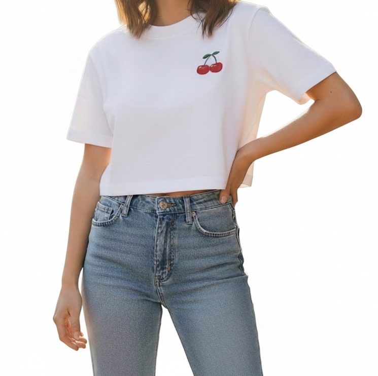 HEB WHITE CHERRY CROP TOP