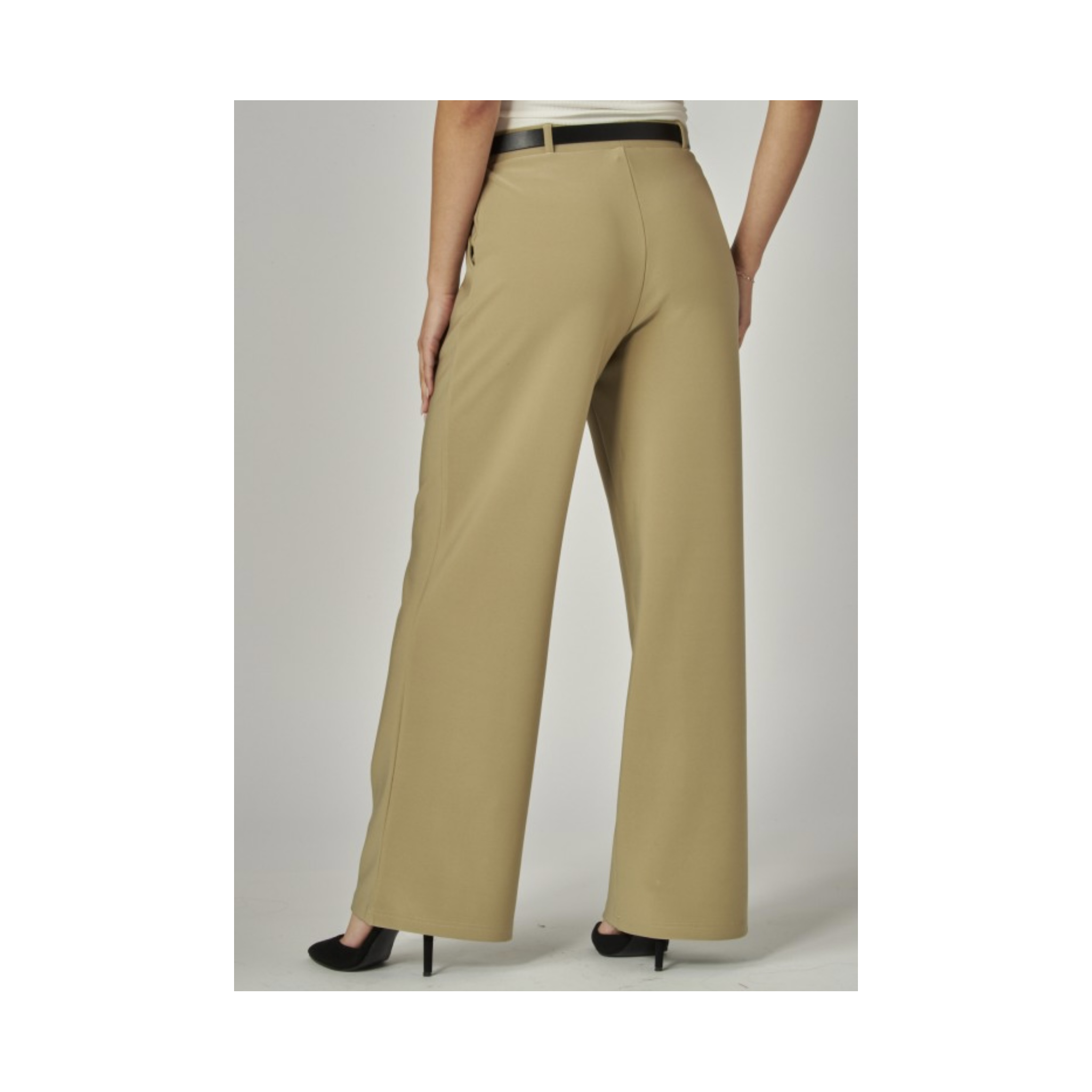 Olive High Rise Belted Pant