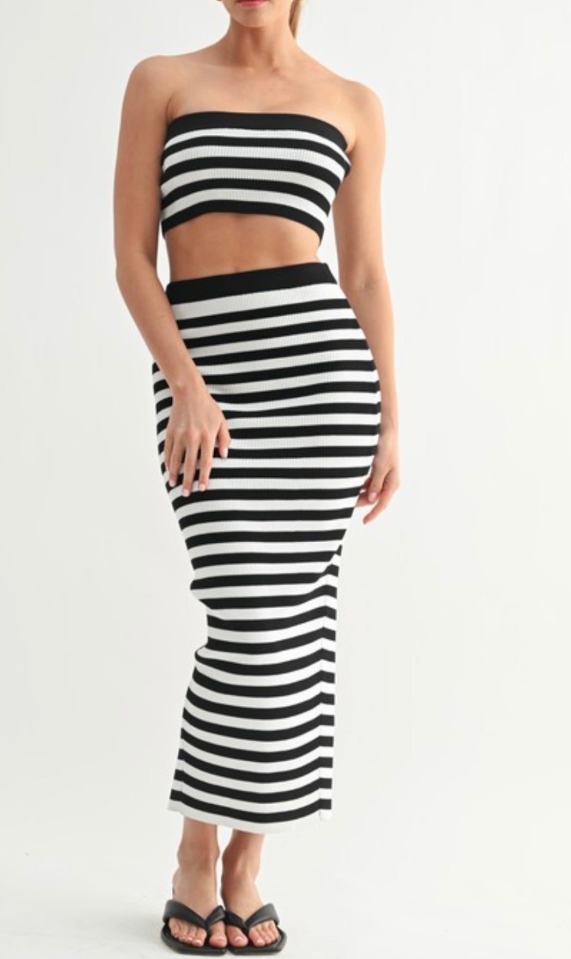 Black and White Skirt Set