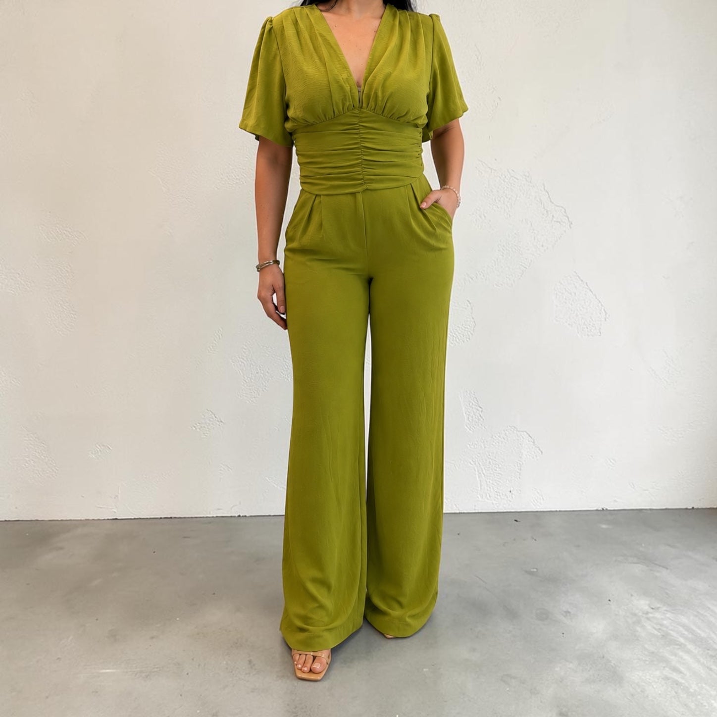 Chartreuse Top and Pant Set