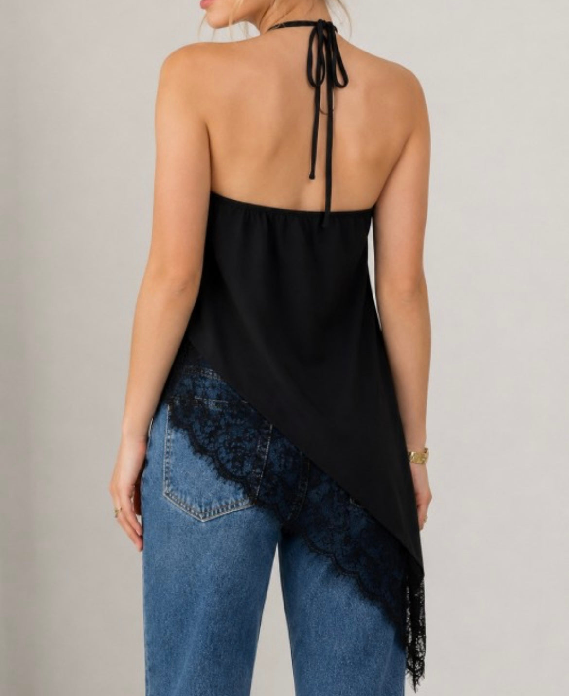 Black Halter Lace Top