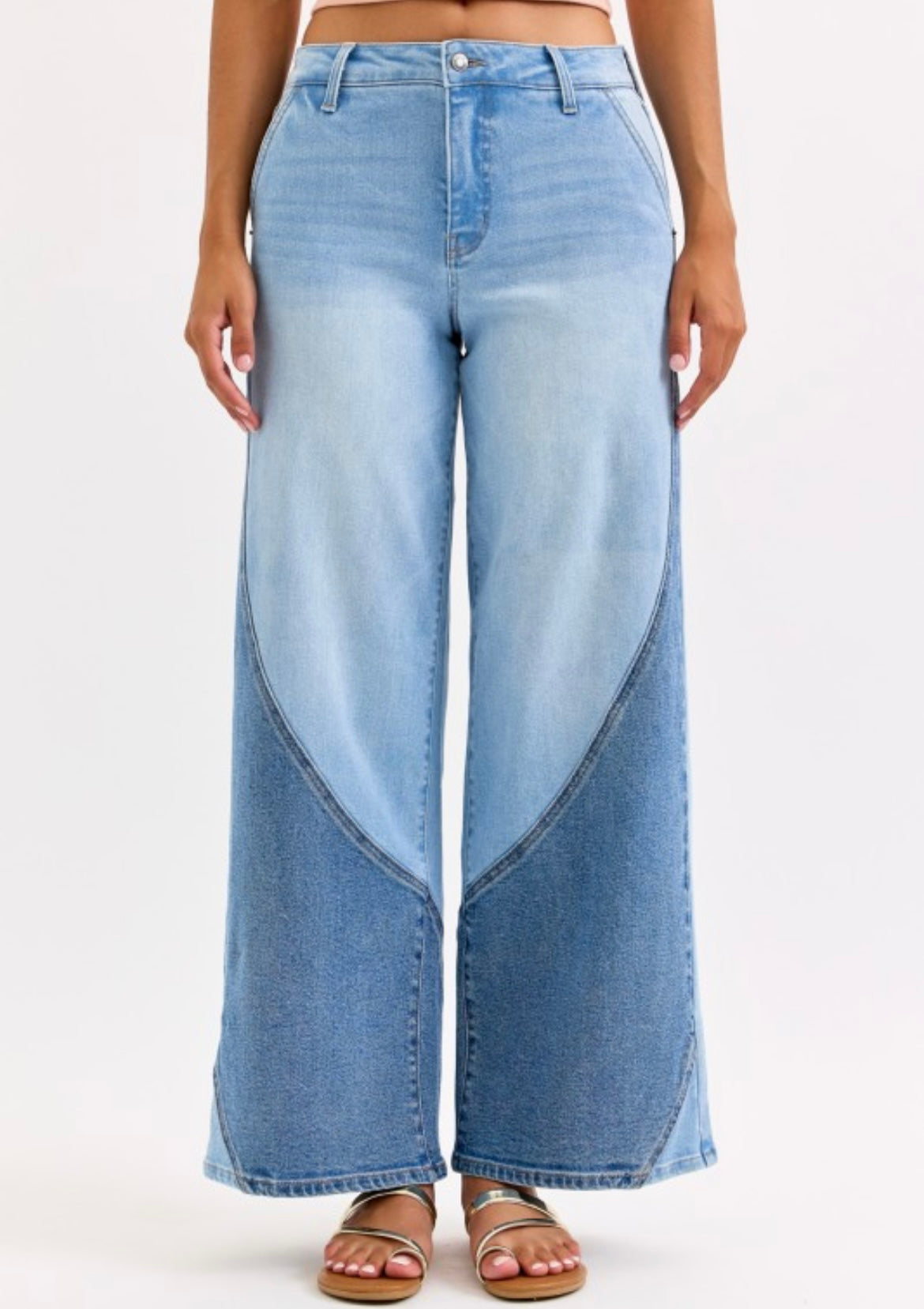 Two-Tone Wide Leg Jean