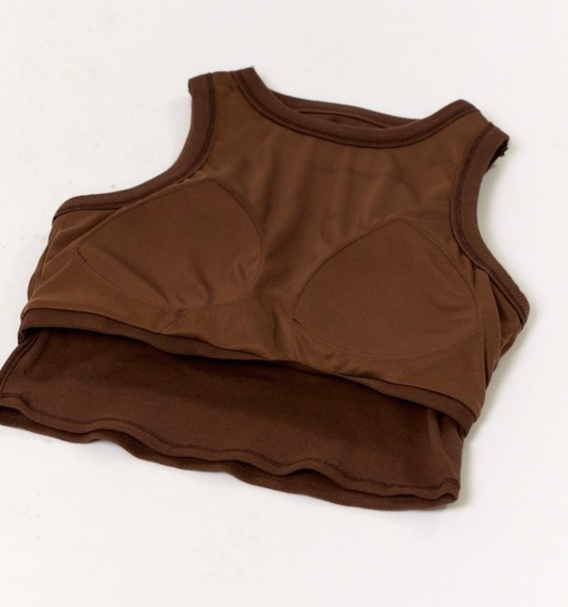 Brown Ribbed Basic Top
