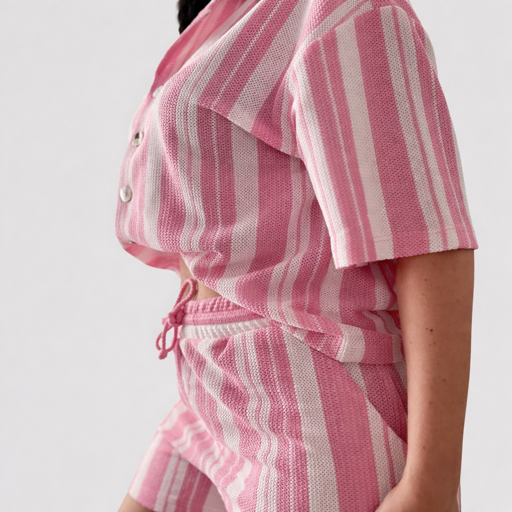 Pink Stripe Top and Short Set