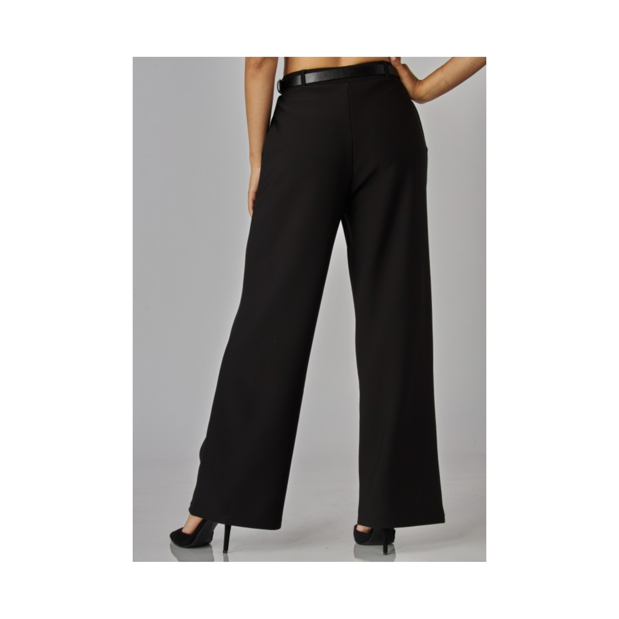 Black High Rise Belted Pant