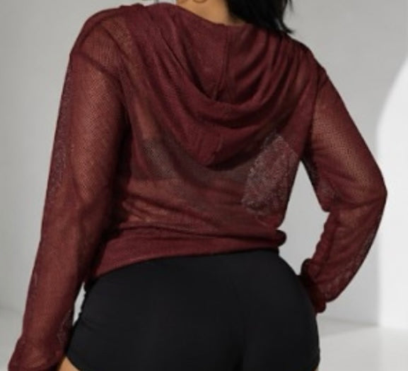 Burgundy Mesh Jacket
