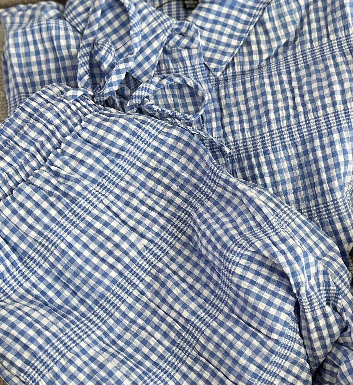 Blue Gingham Top and Short Set