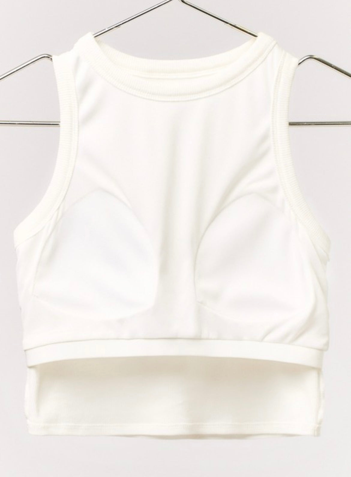 White Ribbed Basic Top