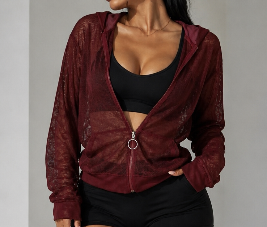 Burgundy Mesh Jacket