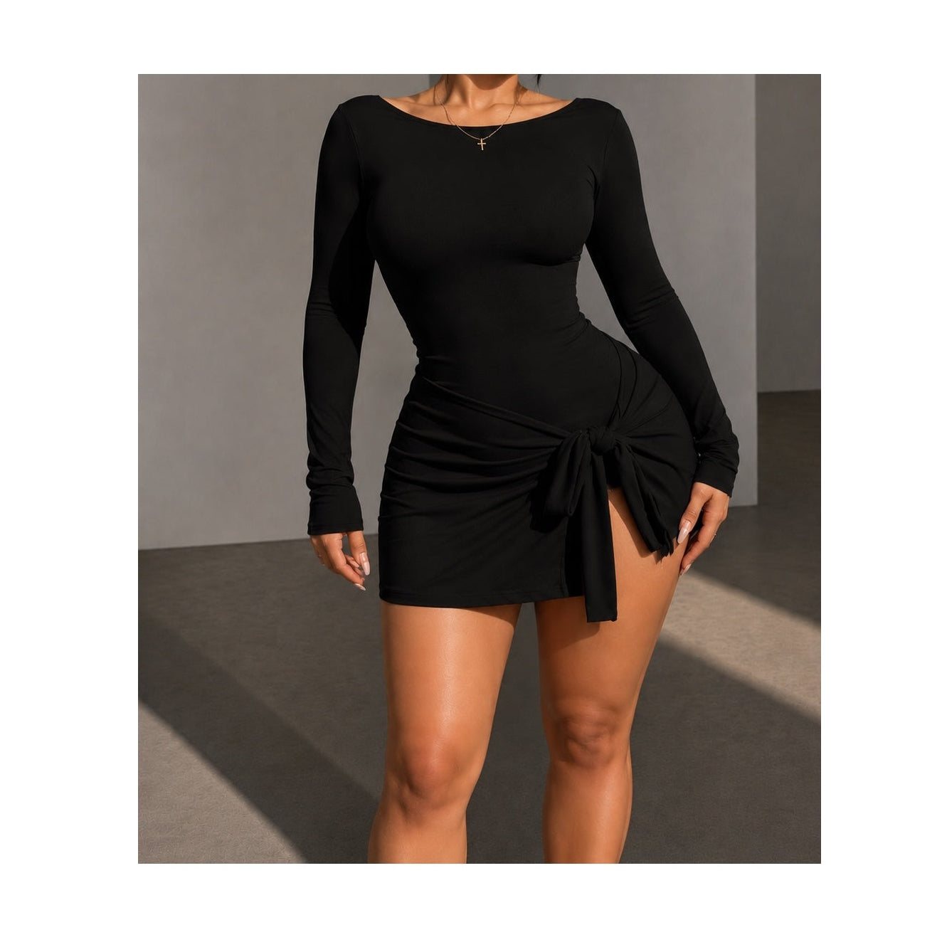 Black Long Sleeve Active Dress