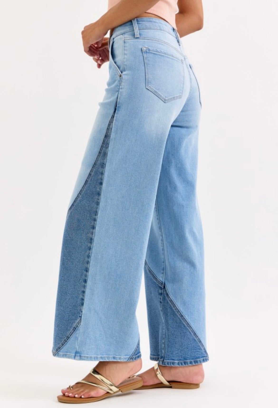 Two-Tone Wide Leg Jean