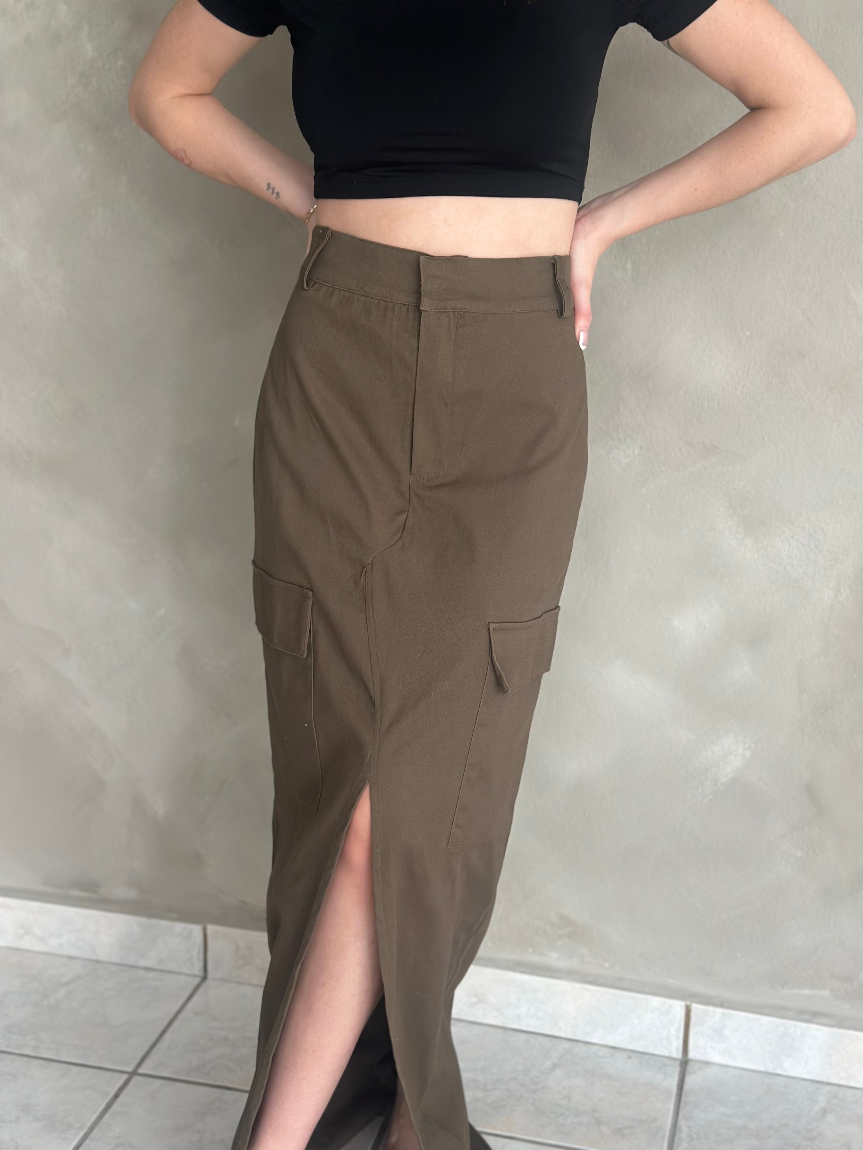 OLIVE CARGO SKIRT