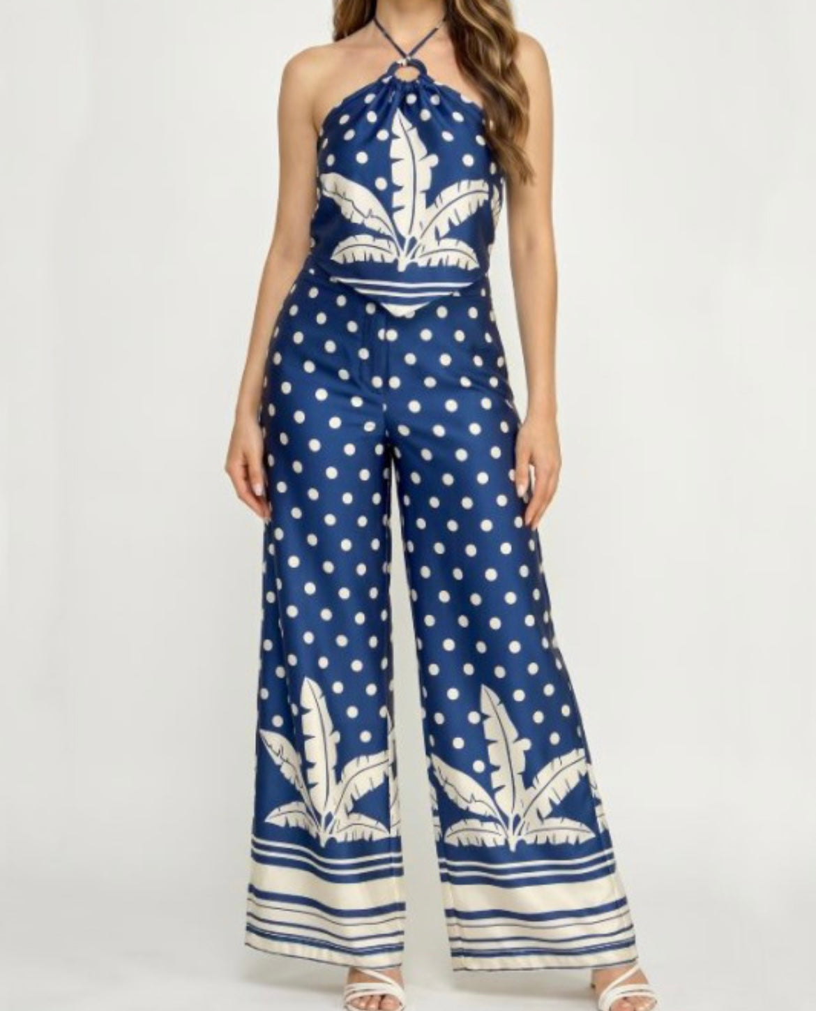 Navy Halter Top and Pant Set