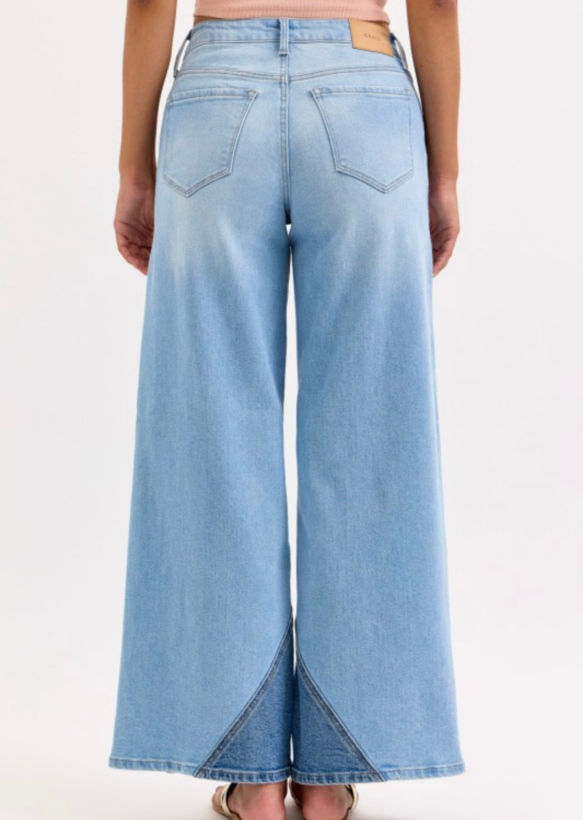Two-Tone Wide Leg Jean