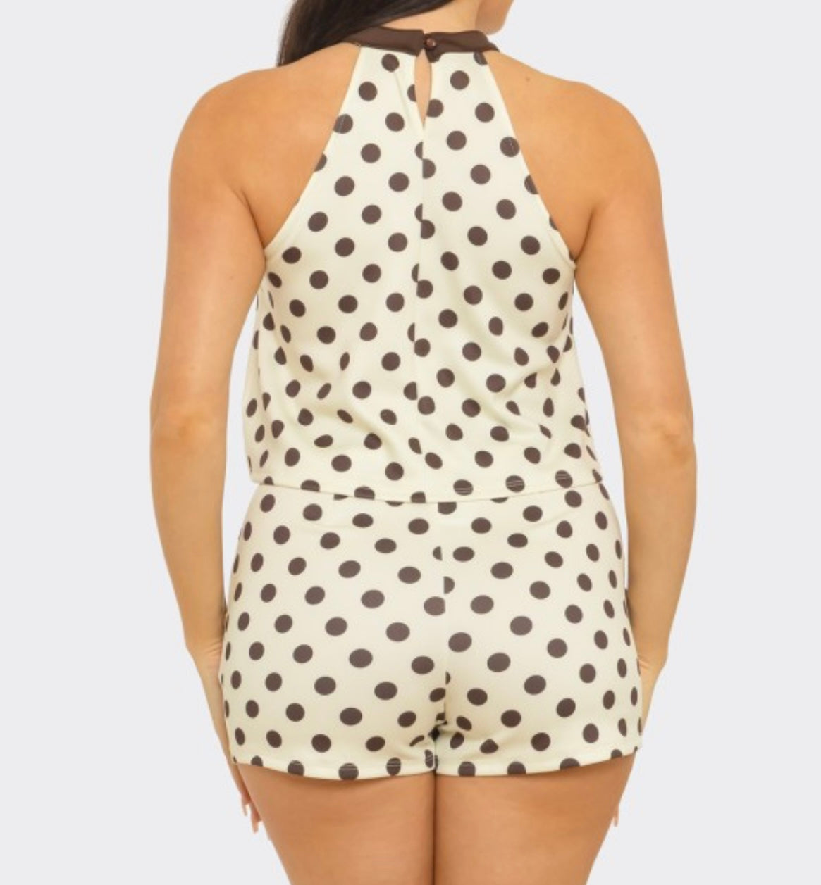 Cream-Brown Polka Set