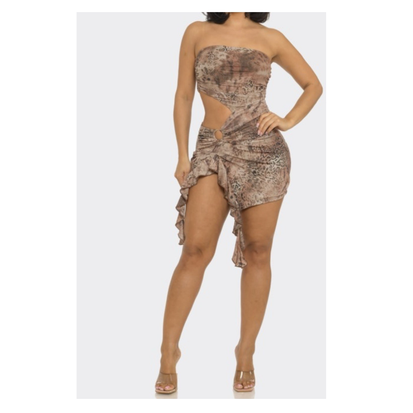 Brown Animal Print Mini Dress