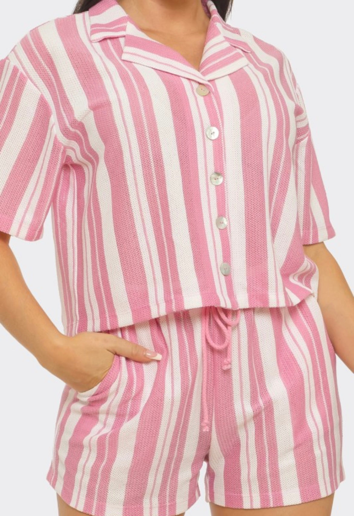 Pink Stripe Top and Short Set