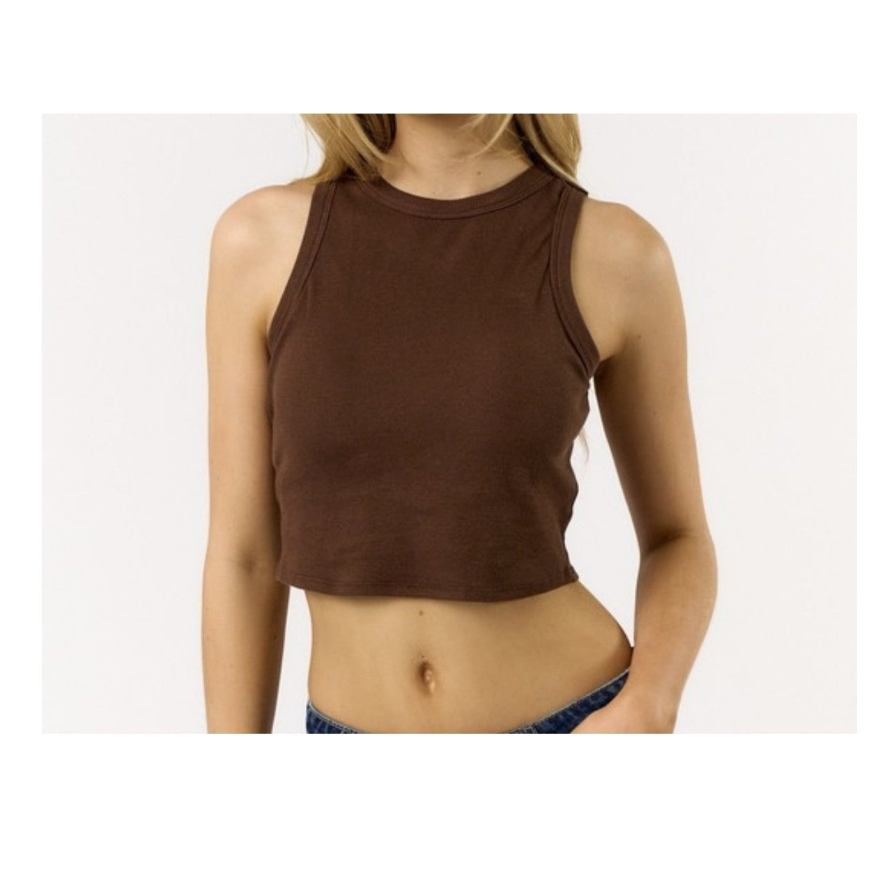 Brown Ribbed Basic Top