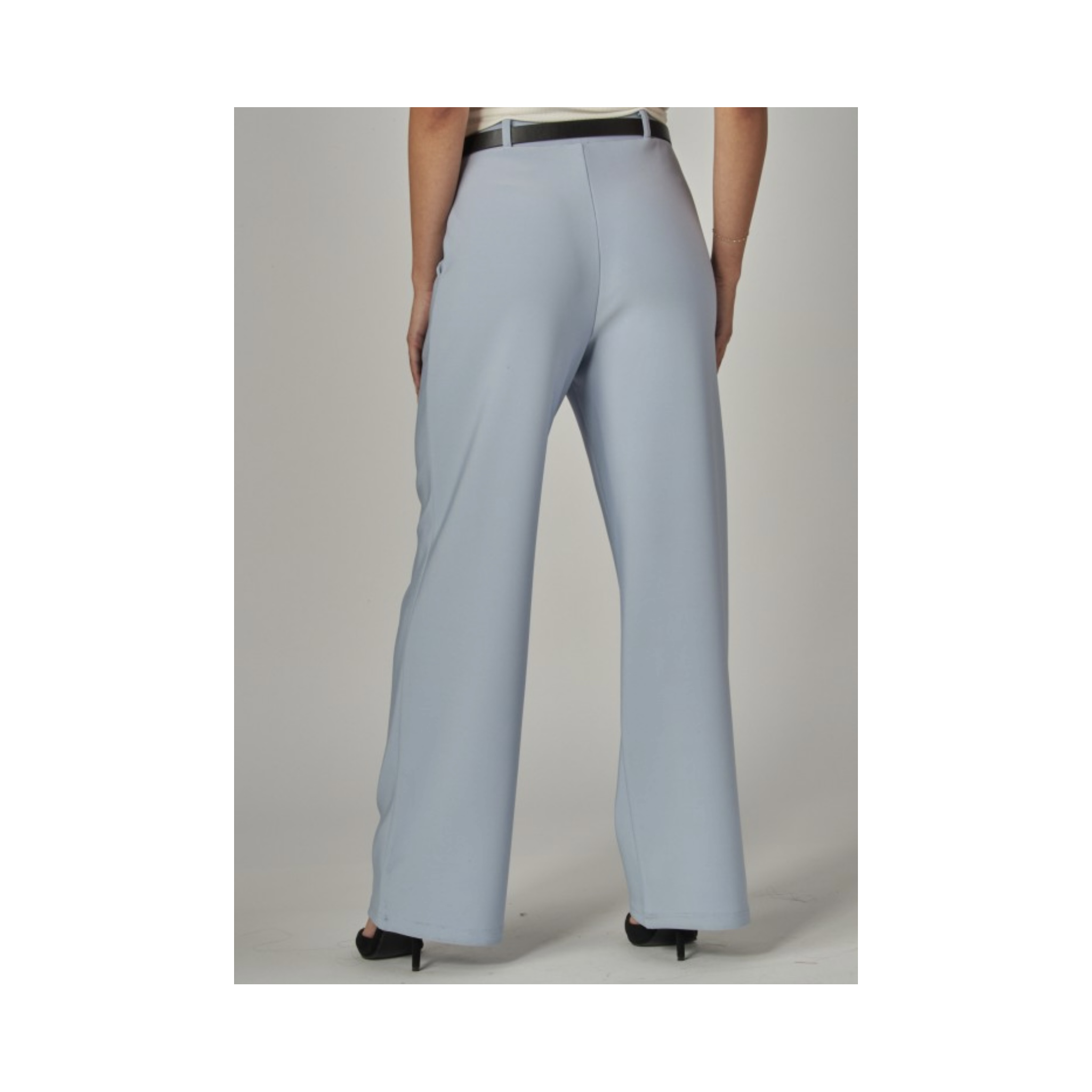 Blue High Rise Belted Pant
