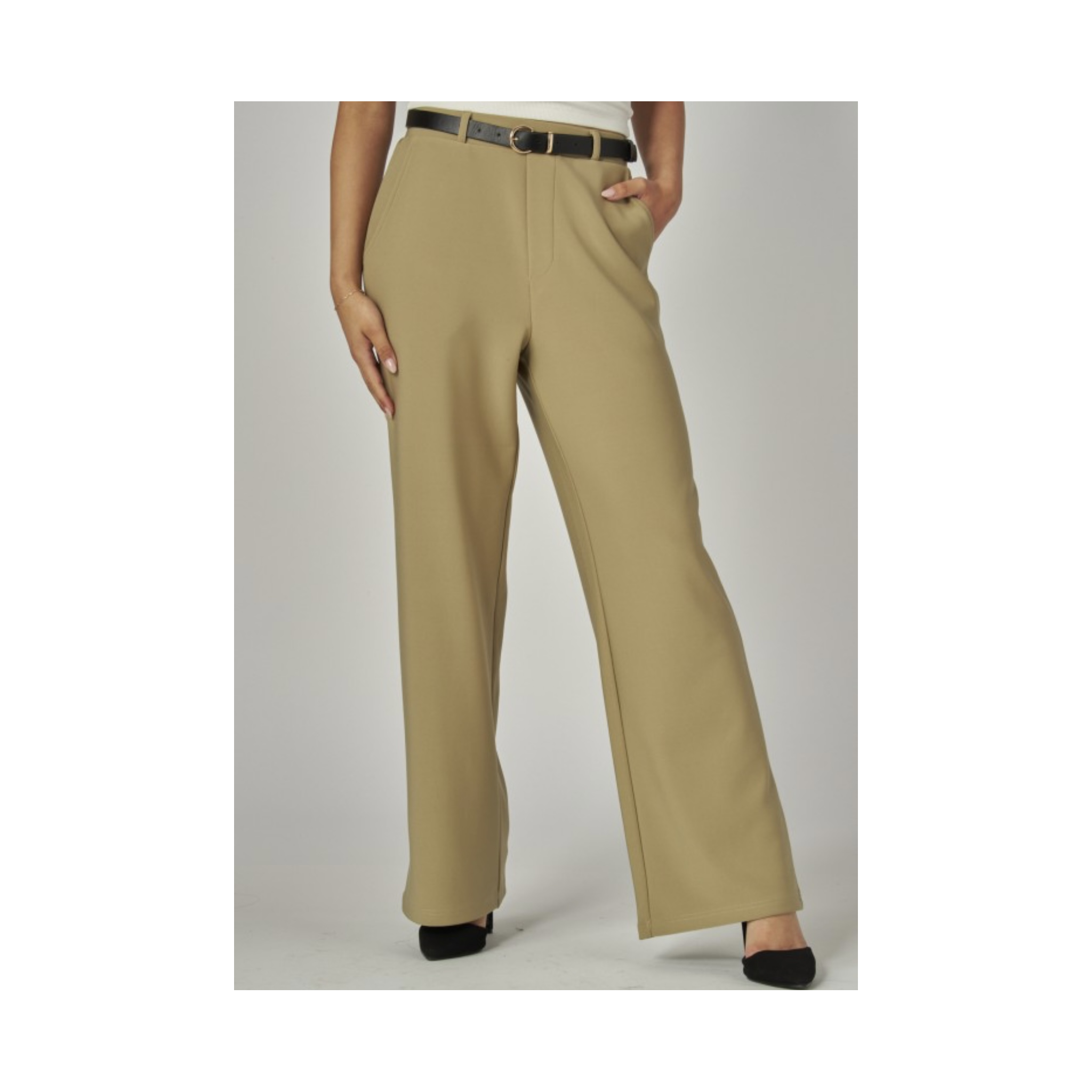 Olive High Rise Belted Pant