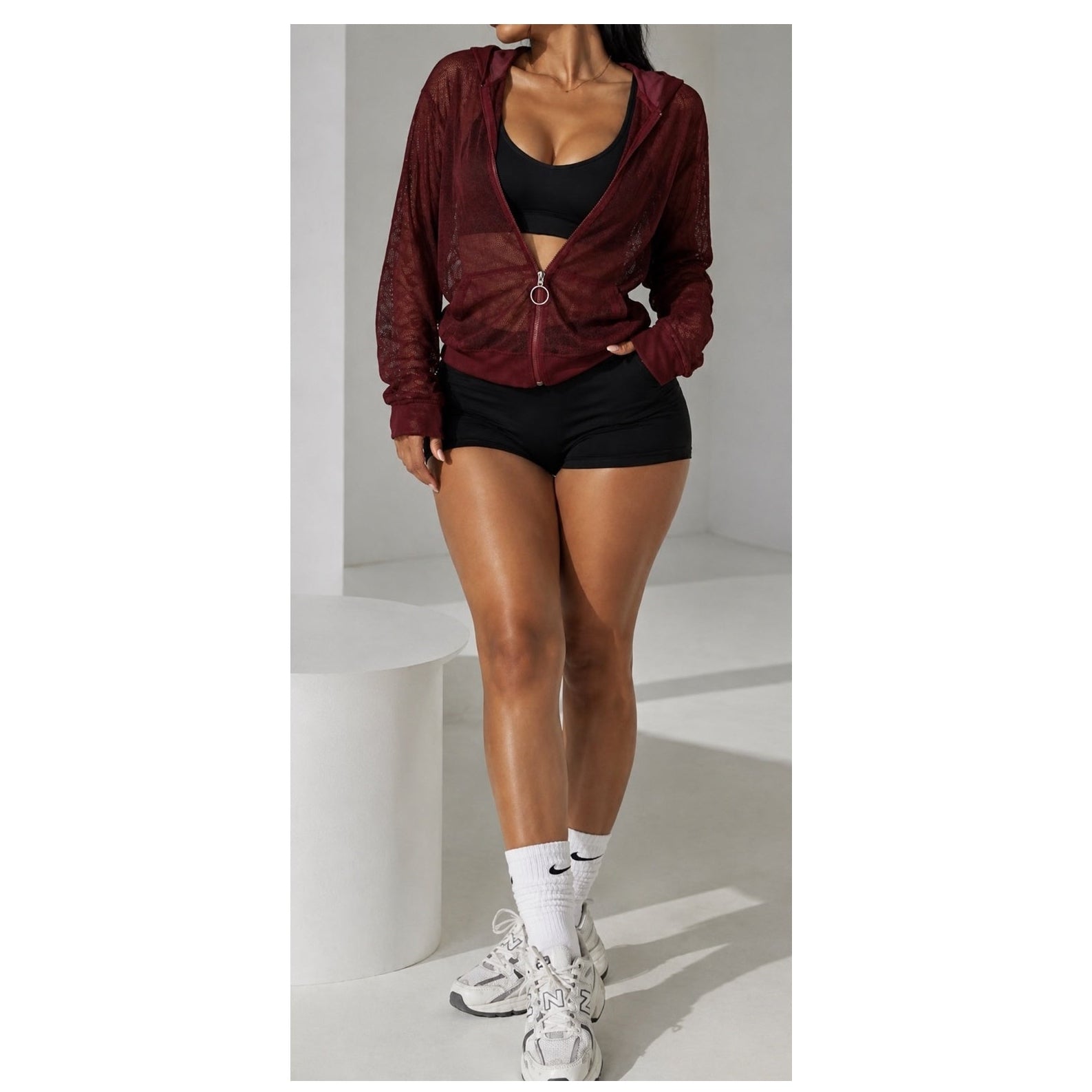 Burgundy Mesh Jacket