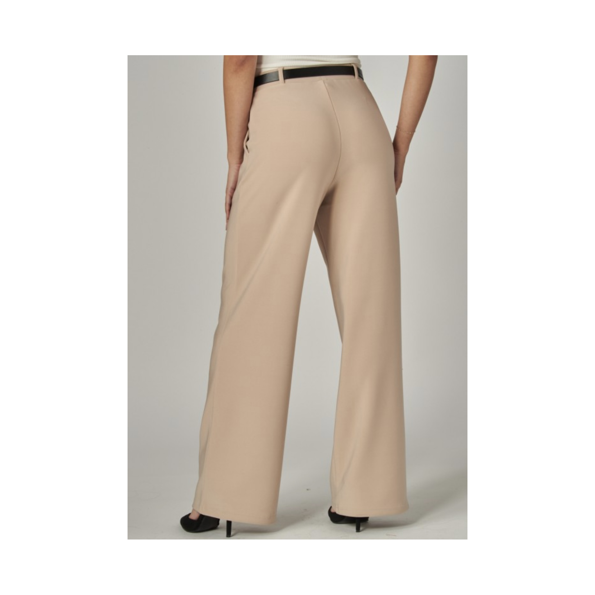 Khaki High Rise Belted Pant