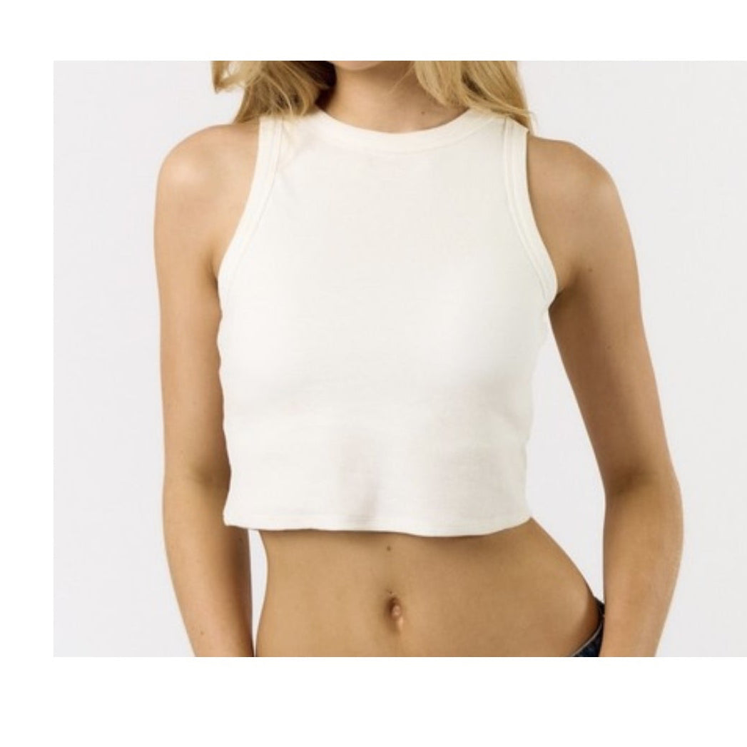 White Ribbed Basic Top