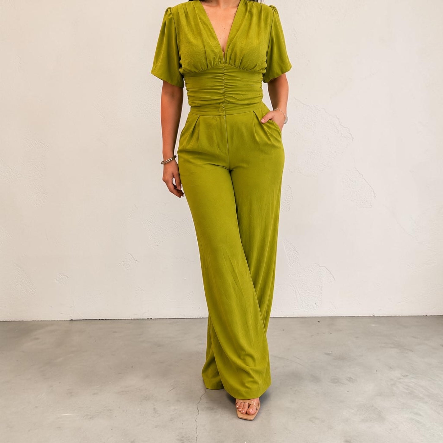 Chartreuse Top and Pant Set