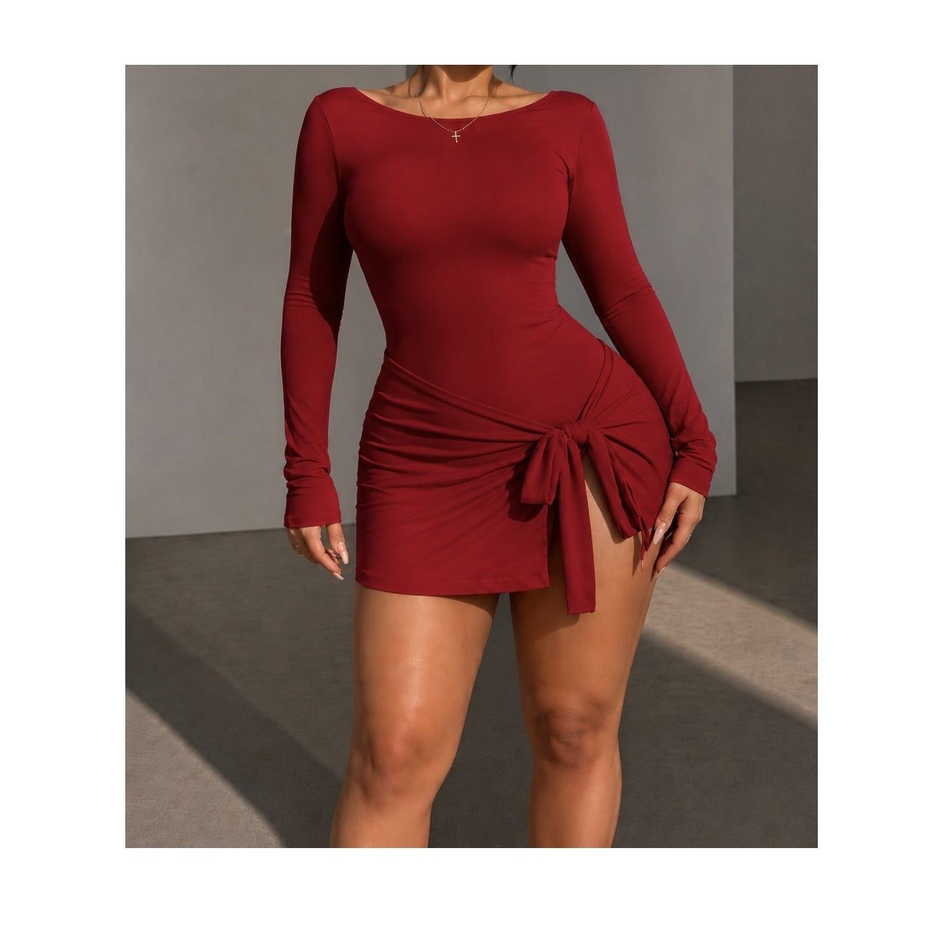 Red Long Sleeve Active Dress