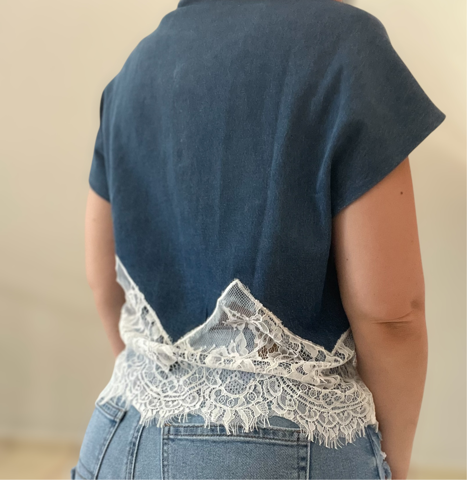Denim Lace Top