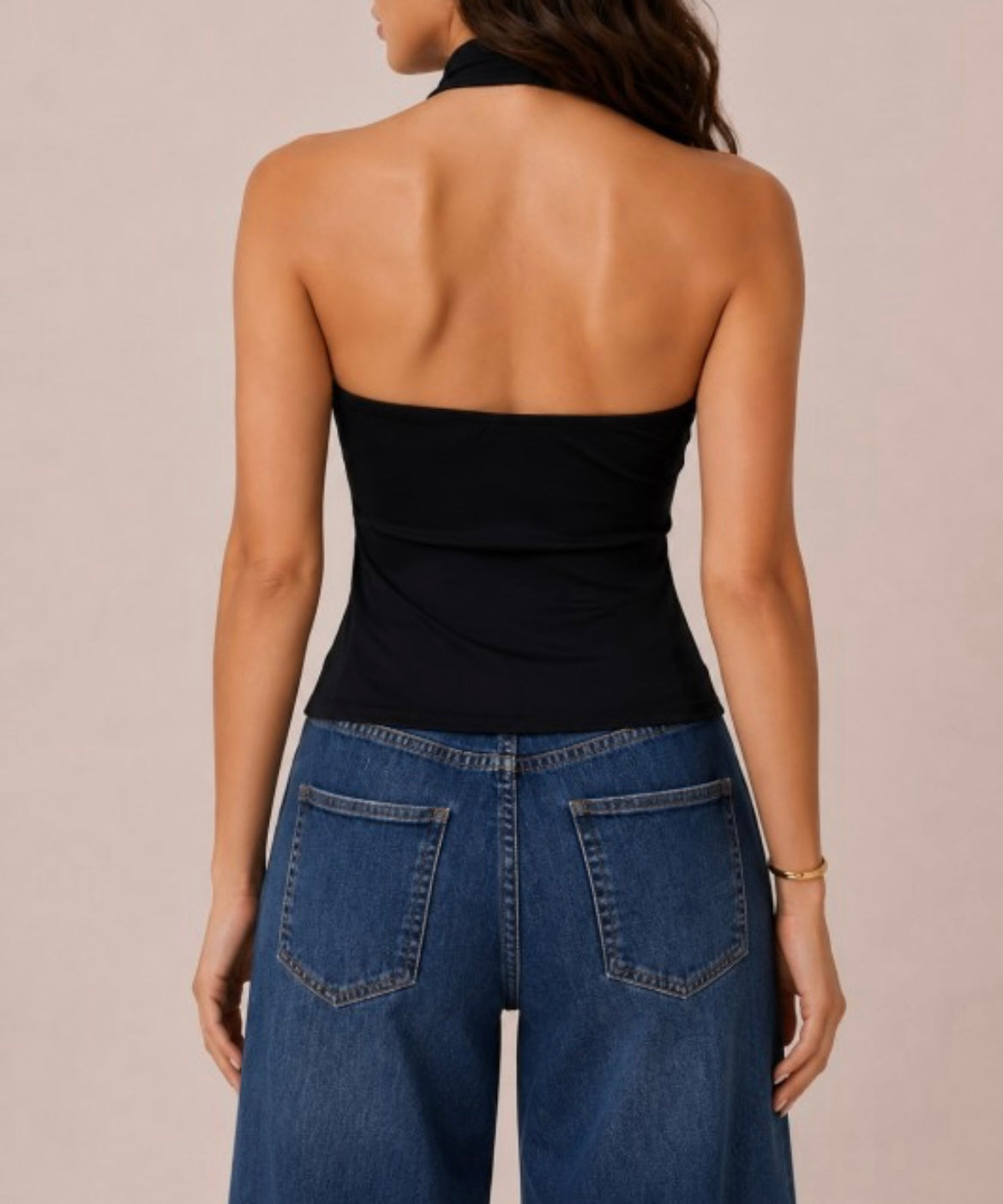 Shell Black Halter Top