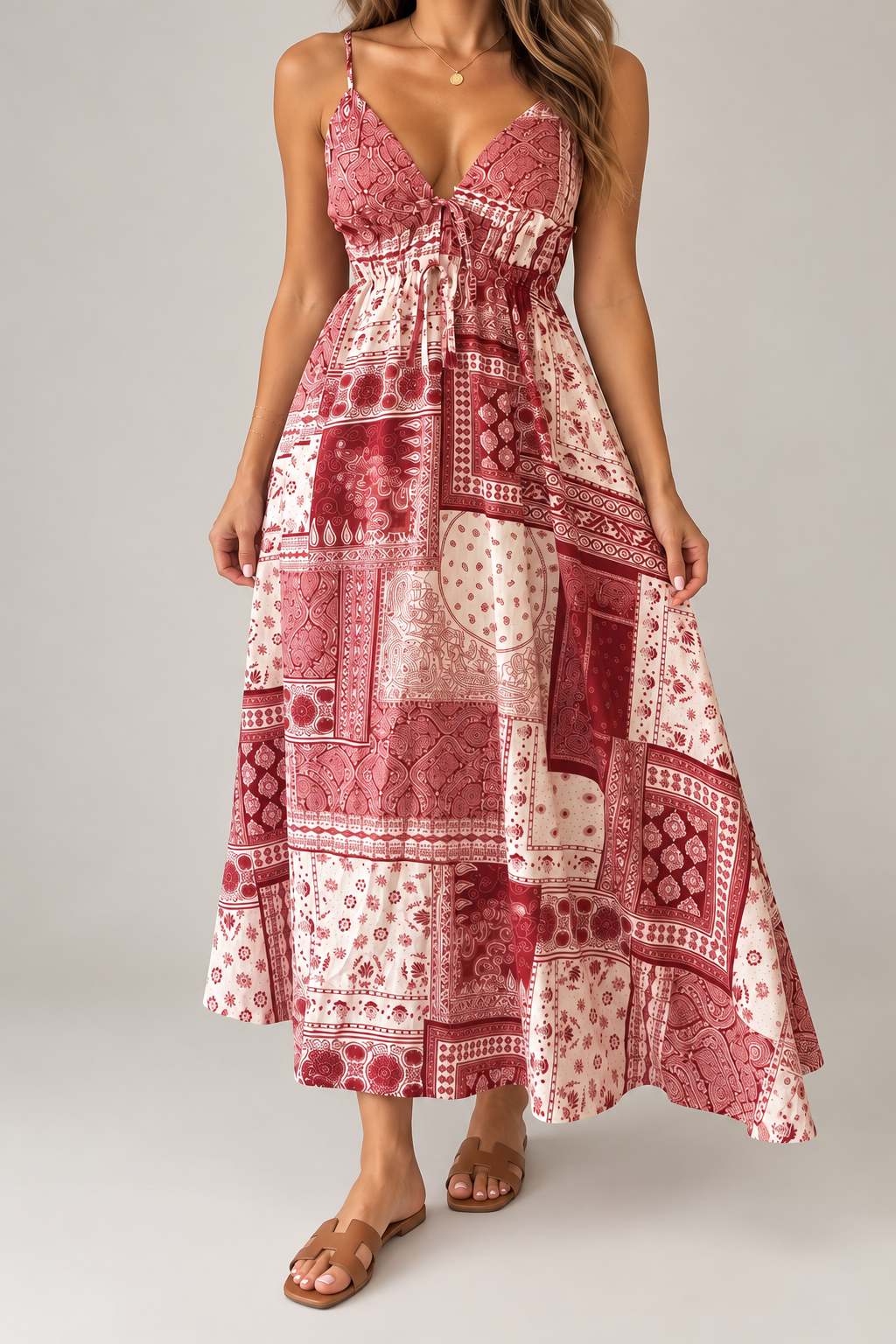 Red Patchwork Dress