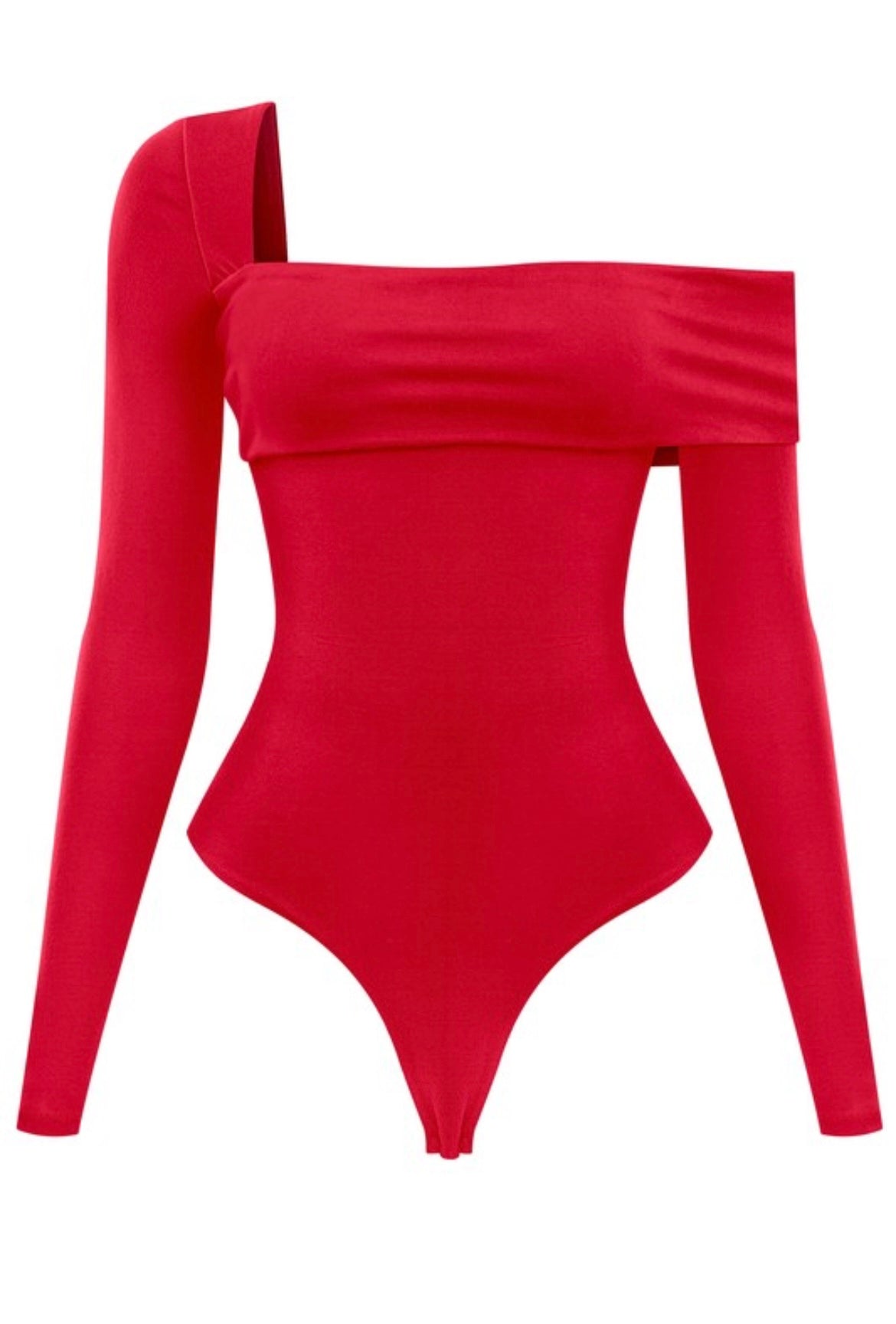 Red Asymmetrical Bodysuit