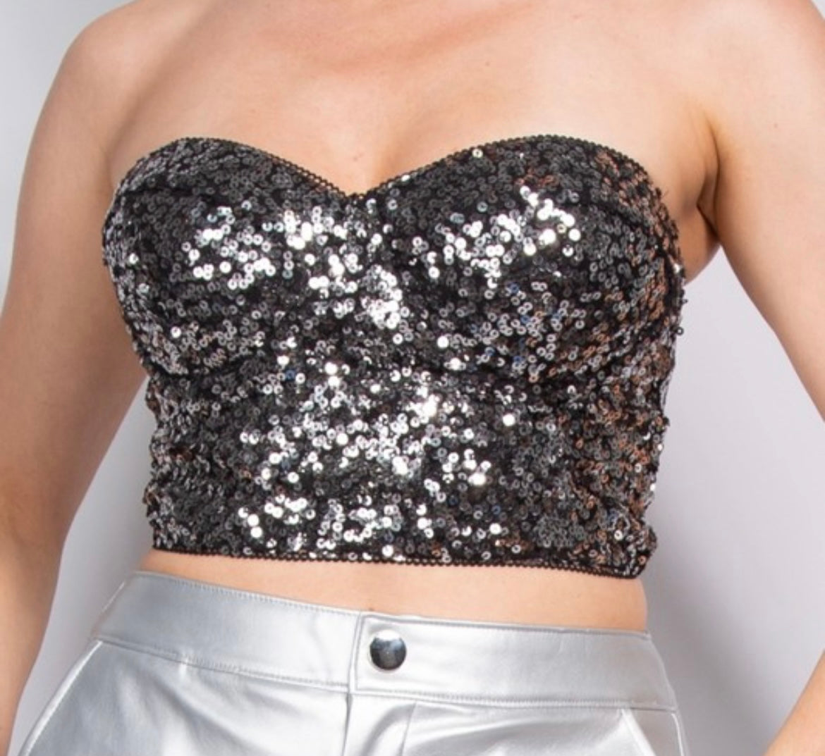 SEQUIN TUBE CROP TOP