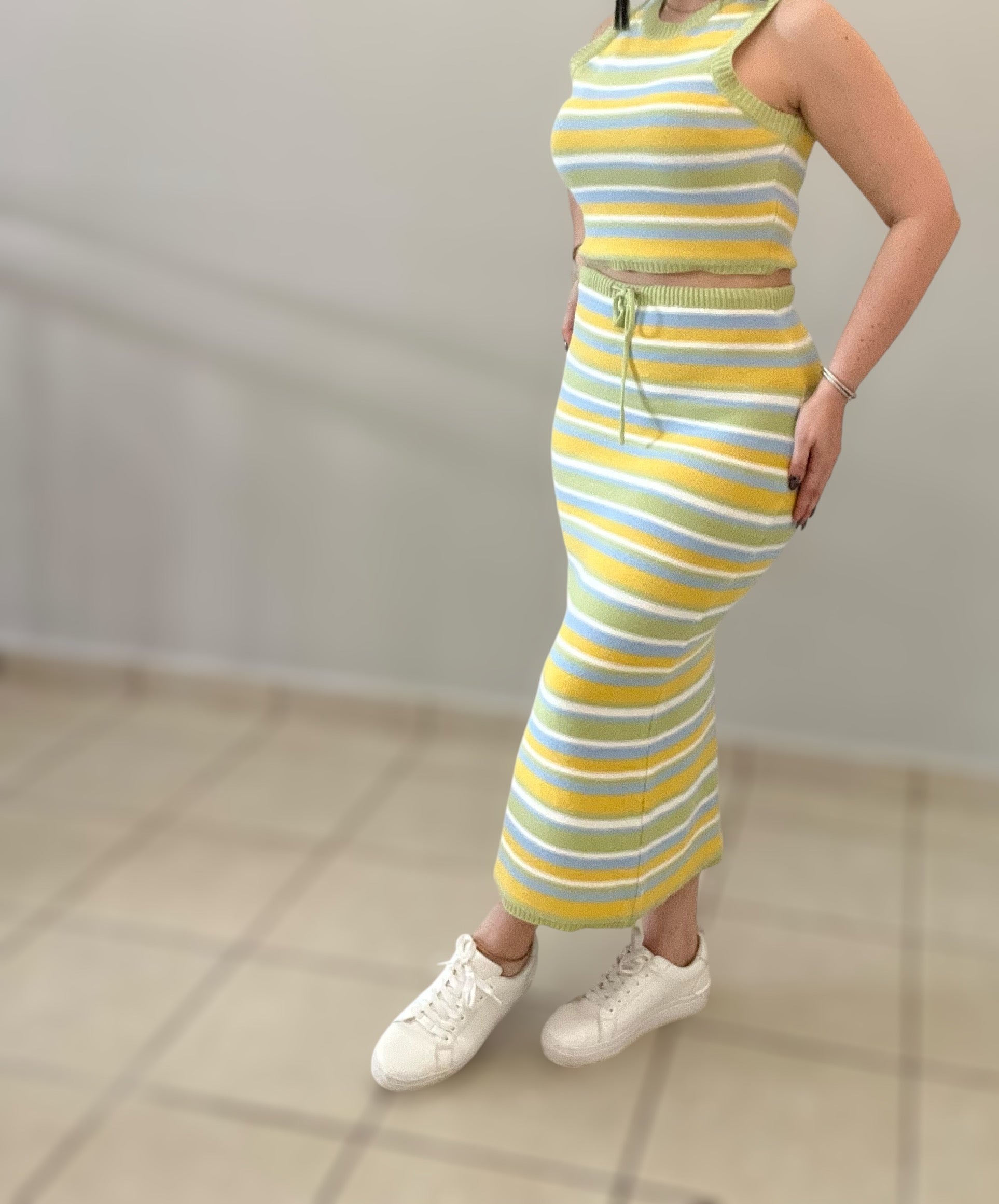 Knit Top and Midi Skirt Set